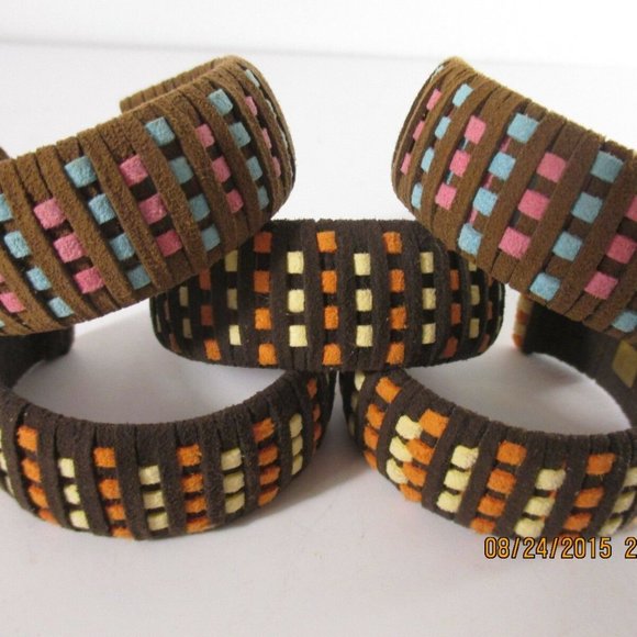 DANNIJO Tasha Suede Brown Pink Blue Braided Cuff Bracelet NWOT 225 - Picture 7 of 10